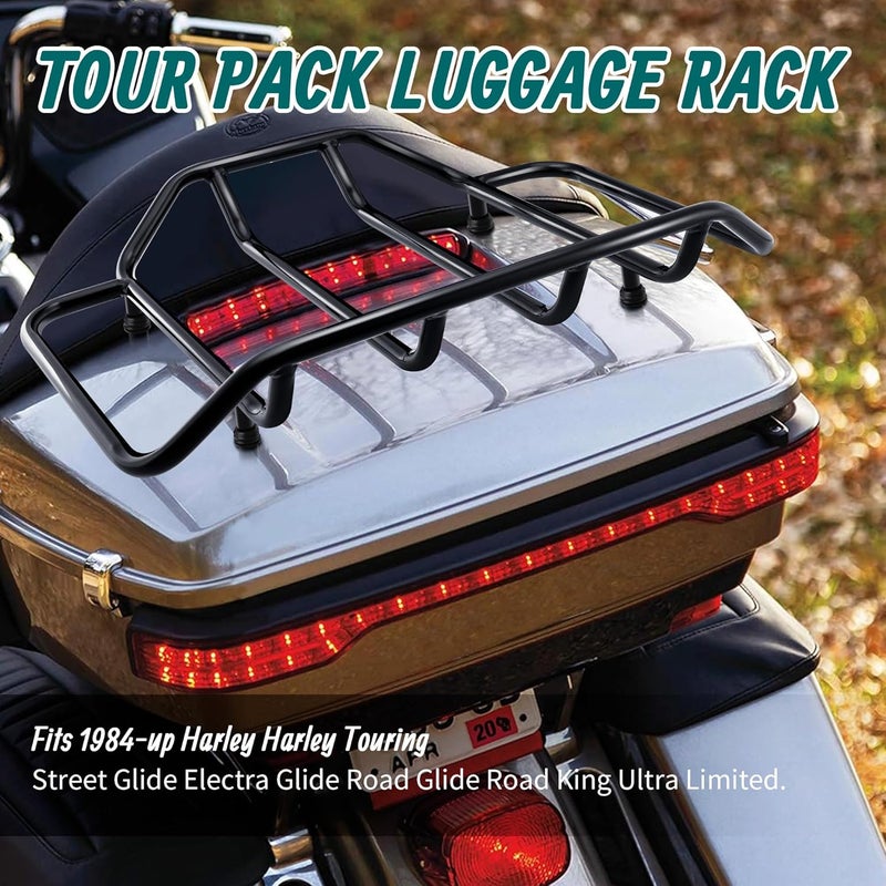 MoKitDora Tour Pack Luggage Rack Trunk Top Rack Compatible with Harley 1984-up Touring CVO Street Electra Road Glide King Ultra Limited, Black - Image 2